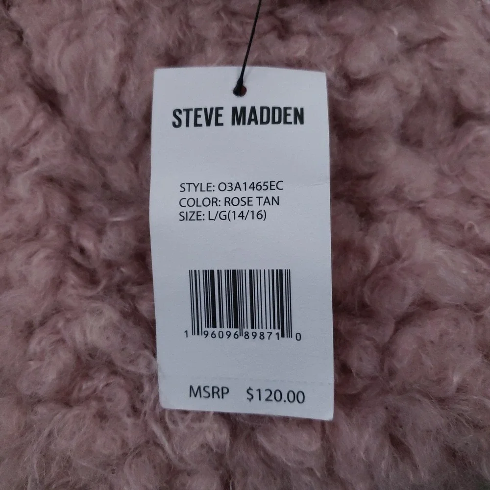 Steve Madden Jacket Girls Large‎ 14/16 Rose Tan Faux Fur Sherpa Zip Coat Warm